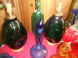 Pair of Blenko lamps