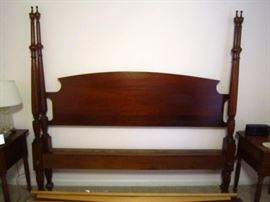 King Cherry handcrafted bed frame with solid oak slats. Headboard and footboard can be taken apart for easy transport.