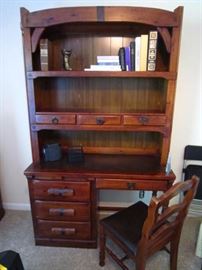 "Rawhide" desk with hutch and chair
