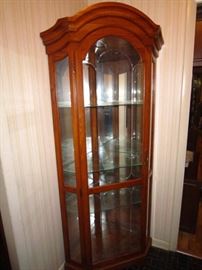 Large oak corner curio cabinet, display cabinet