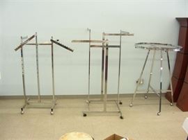 3 Chrome Retail Rolling Clothing Racks
