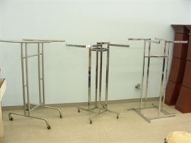 3 Chrome Retail Clothing Racks

