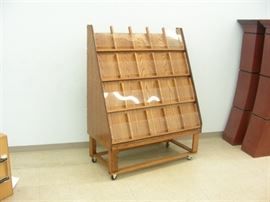 Large Wintage Wood Rolling Retail Magazine Rack
