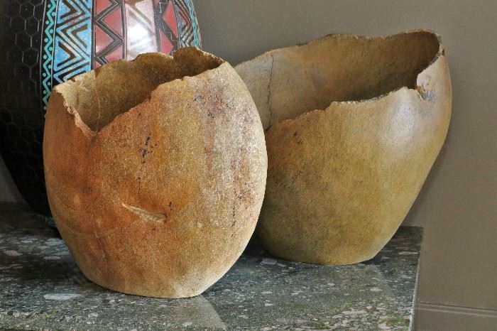 Hand carved stone studio vases (approx. 20")