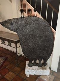 Big 'ol bear. Heavy. Weird. But cute. 59" tall! 