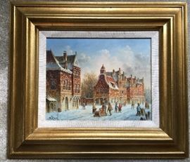 Two -oil on board by Dennis Lewan- American contemporary artist