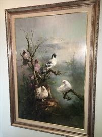 This painting is spectacular and the pièce de ré·sis·tance of our sale. Choo Keng Kwang (b. 3 June 1931, Singapore - ) is an outstanding first-generation Singaporean artist well-known for his oil paintings of landscape, animals and nature. This painting is called "Morning Tranquility"  and it is oil on canvas 47" in height! Absolutely stunning!