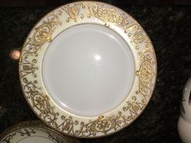 Fabulous set of vintage, gold moriage plates