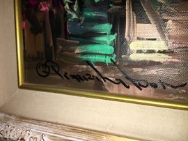 Original oil on canvas by artist Pierre Latour `Contemp
French artist - 30 x 24 "Flower Market - Paris" 
