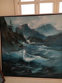 Giant sized! Signed oil on canvas --- waves are done so nicely!