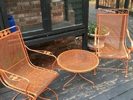 Great vintage set - "rocker", two side tables, and stationery chair.