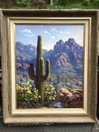 Segundo Huertas [Aguiar] -born in San Juan, Argentina, in 1923.  Known for his seascapes, landscapes and street scenes. This large painting jumps right off the page!