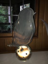Hand blown bird on ball