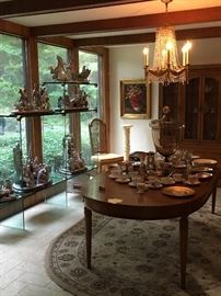 Dining room table, break front, sideboard