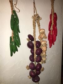 Ceramic red onions, garlic, green and red peppers. Mexico