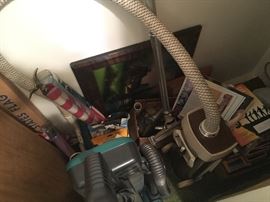 2 vacuums, vintage flags