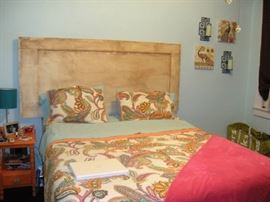 Headboard from repurposed door, originated New Orleans restaurant!