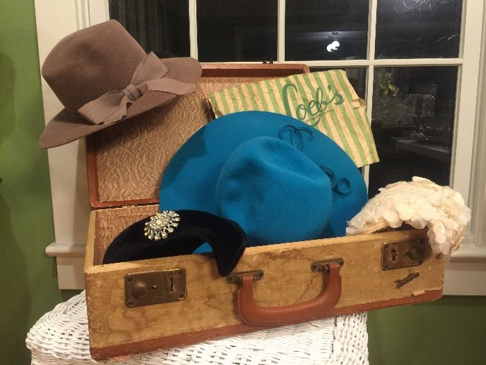 Vintage suitcases and hats!
