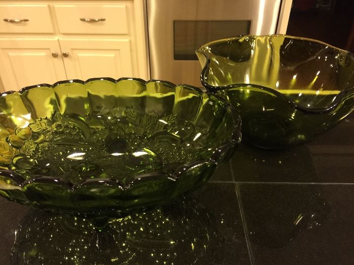 Beautiful avocado glass bowls
