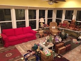 This bold IKEA sofa is only 18 months old and recently added to the sunroom. Supper comfortable. 