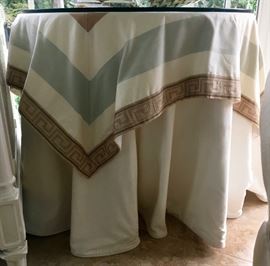 Round side table with custom designer fabric, so pretty!!!