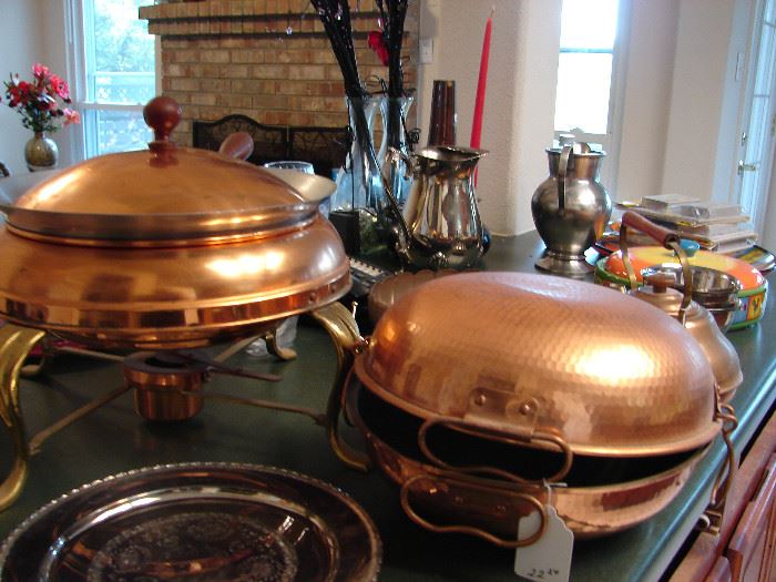 Unusual copper serving ware