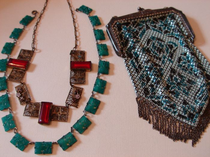 Czech glass and reticule......