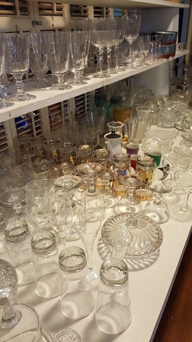 More examples of the crystal and glassware.  Lots of serving pieces, tons of all sorts of beverage glasses.