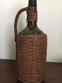 Antique wicker-wrapped bottle 