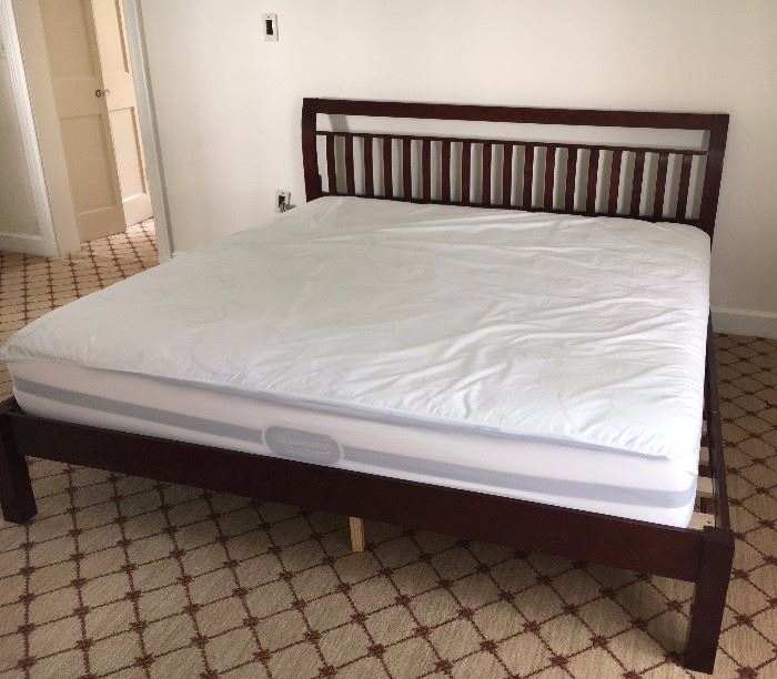 King sized mission style bed with new mattress
