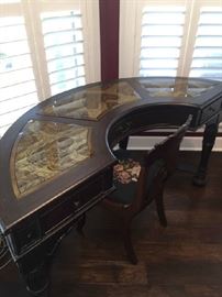 curved desk and chair