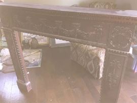 carved custom made fireplace surround