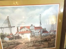 1984 artist signed Sugar Cane festival poster of the Billeaud Sugar Mill--Artist was M. Krepper