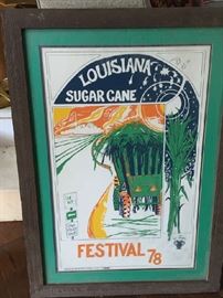 1978 Sugar Cane Festival poster professionally framed --artist signed
