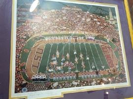 LSU Billy Cannon "Halloween Run" artist signed framed print--