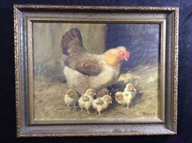 Antique oil on canvas signed Heyer