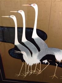 Asian crane framed artwork