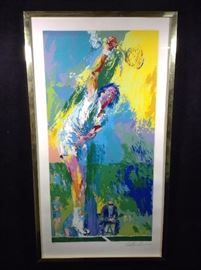 Sun Serve By Leroy Neiman. Published 1976. Limited Edition Serigraph. Dimensions 36 x 18. Numbered 14 of 300 pieces. Signed and numbered by LeRoy Neiman.