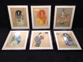A set of six signed Asian actor prints