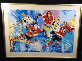 Philadelphia Flyers (Boston Bruins)
Published 1974. Limited Edition Serigraph. Dimensions 25 x 37.5. Numbered 300 pieces. Signed and numbered by LeRoy Neiman.