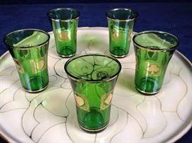 Roscher tray and vintage liquor glasses