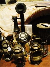 CANDLESTICK TELEPHONE, CARRIAGE LANTERNS, CHUCK A LUCK BIRD CAGE GAMING PIECE