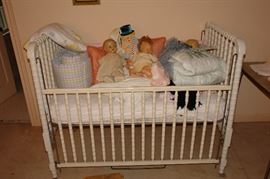 Vintage dolls, crib not for sale