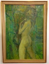 Rare 1946 Nude Oil Painting Austrian Hans Wulz "Homecoming" Series Vienna Museum