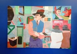 Large Richard Merkin Tempura Painting on Board Ace Comics: Turbeville 1978