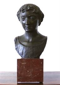 Bronze Bust of a Young Man "Tête Idéale" by Othon Coubine 1930s Art Deco Kubin