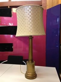 Vintage 1950s Paul Hanson Gold Glass Hollywood Regency Table Lamp Mid Century