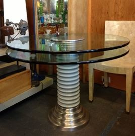 Kaiser Neumann Post Modern 1980s Glass Top Industrial Style Table Baughman Era