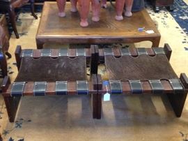 60s/70s Rosewood and Leather Foot Stools