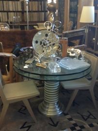 Kaiser Neumann Post Modern 1980s Glass Top Industrial Style Table Baughman Era
